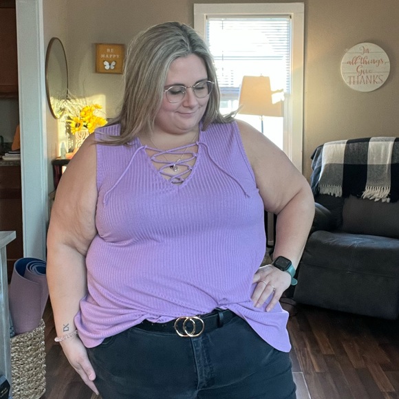 Purple Ribbed Tank - Picture 3 of 3